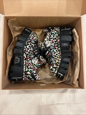 New Rock Women’s Multicolor Leopard Print Chunky Shoes